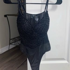 Windsor Black Beaded Body Suit
